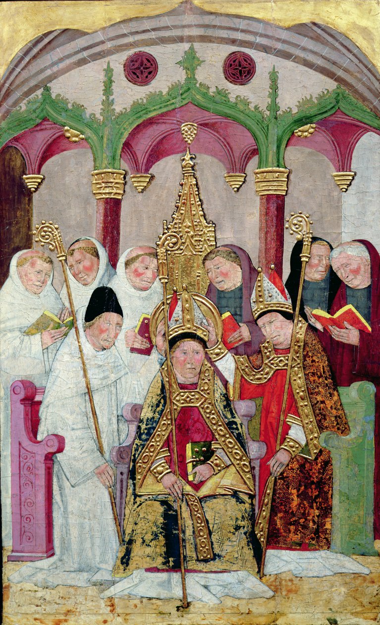 Vysvěcení biskupa, valencijská škola (olej a zlato na panelu) od Spanish School
