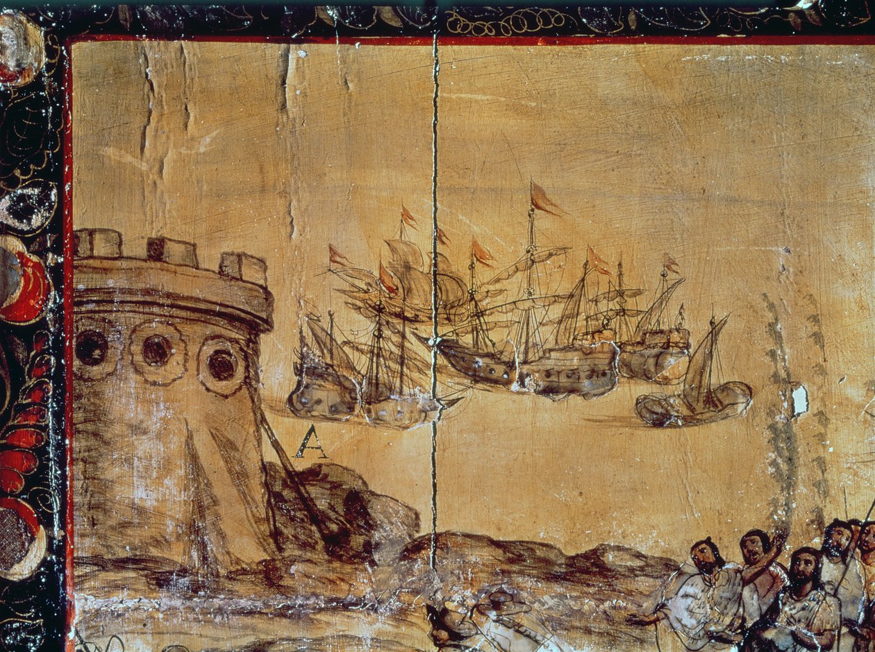 Cortes se plaví do Mexika, 1518 od Spanish School
