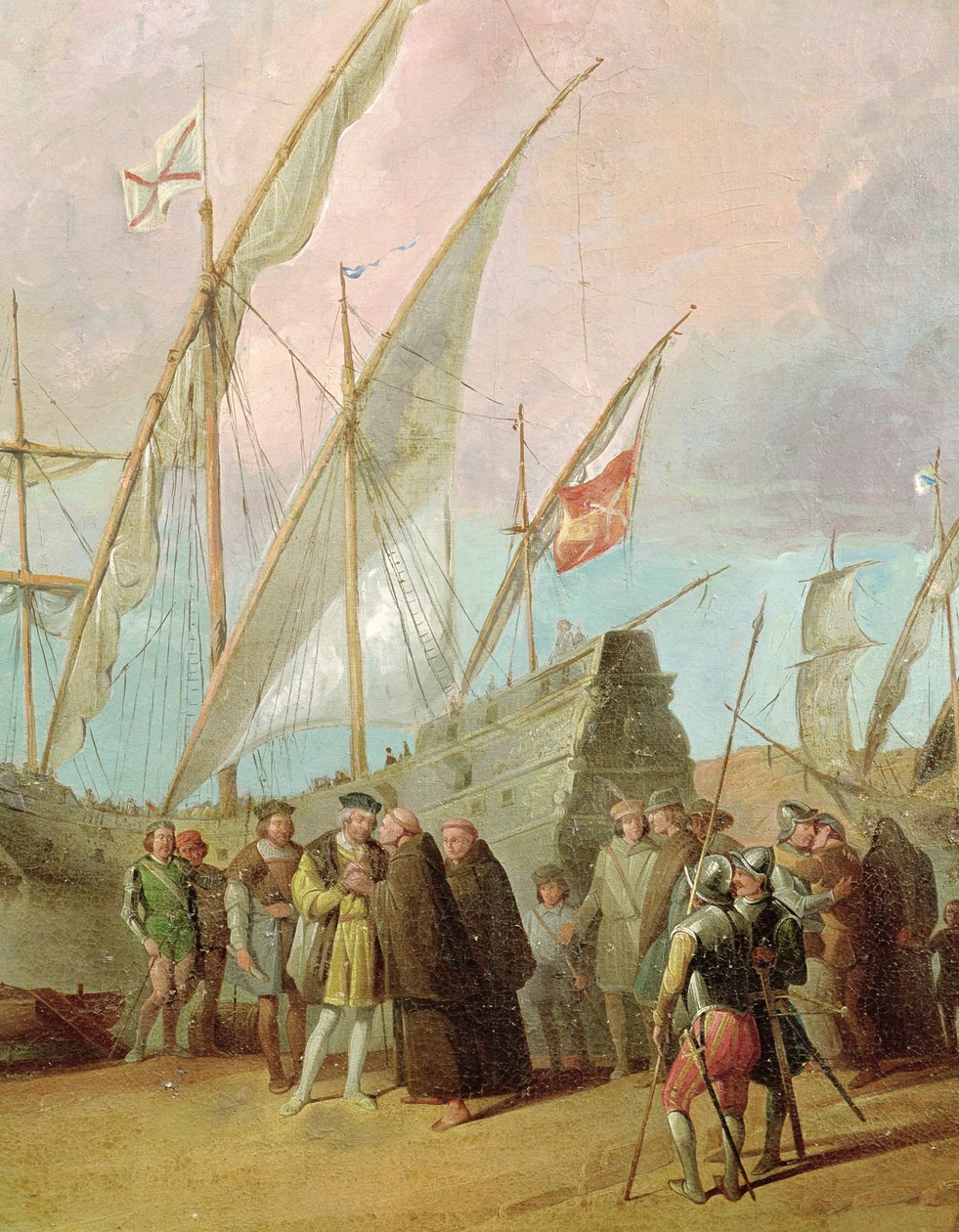 Odjezd Kryštofa Kolumba (1451-1506) z Palosu, detail centrální skupiny (viz také 161069) od Spanish School