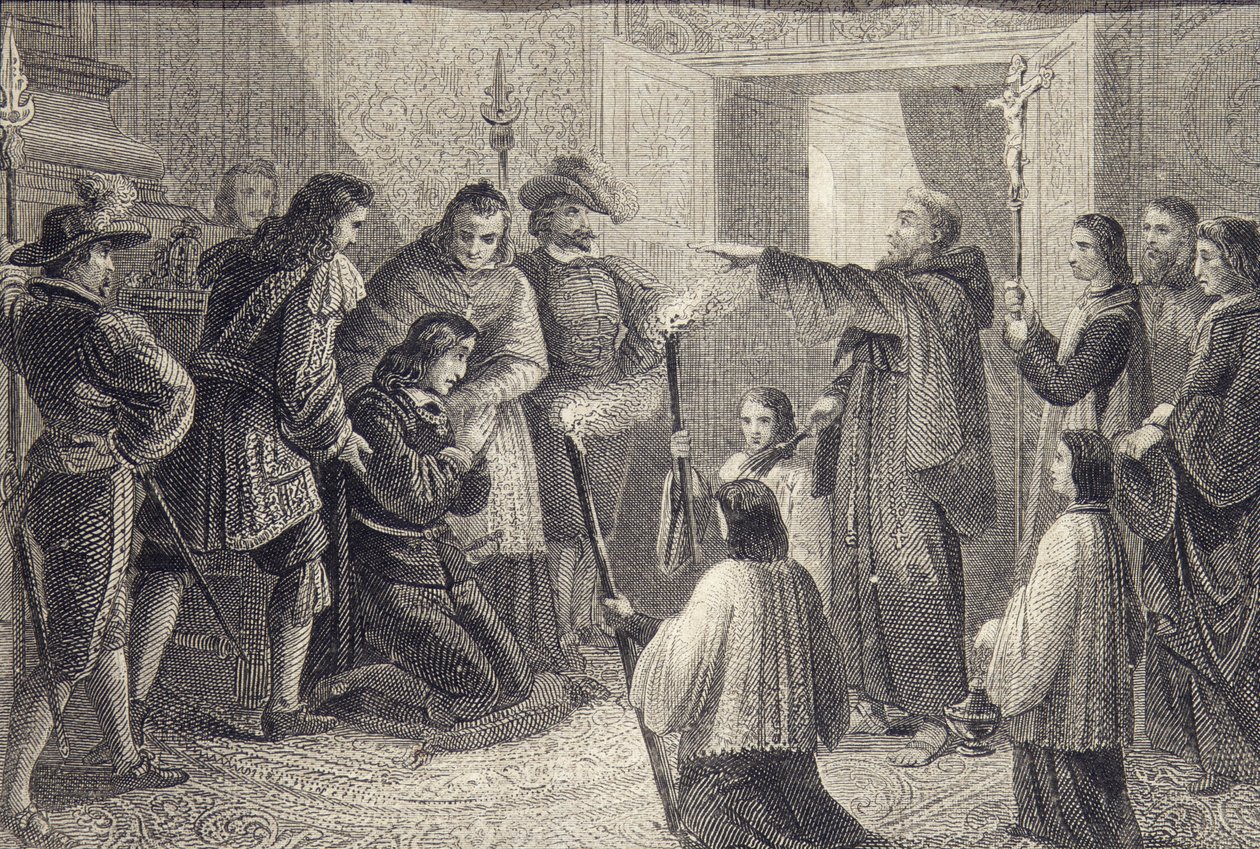 Vymítání Karla II. španělského (1665-1700) cca 1698 od Spanish School