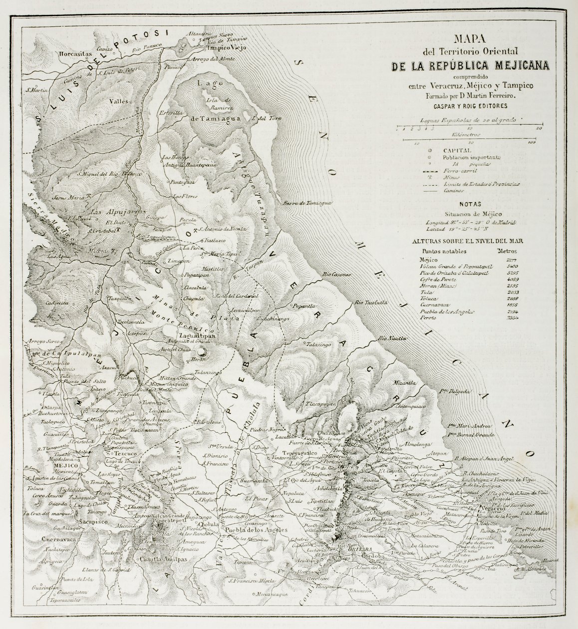 Mapa východních území Mexické republiky tak, jak byla v roce 1862, z „The Universal Museum“, vydané v roce 1862 od Spanish School