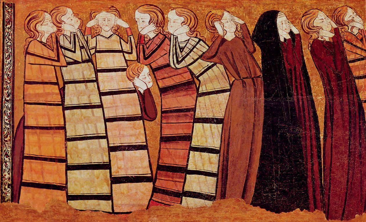 Truchlící, panel z hrobky Dona Sancha Saize de Carrillo (tempera na panelu) od Spanish School