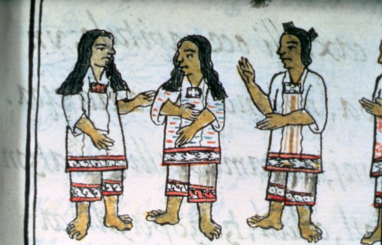 paní Palatová. 218-220 Kniha IX Ženské aztécké kostýmy z „Florentinského kodexu“ od Bernardina de Sahagun, kolem 1540-85 od Spanish School