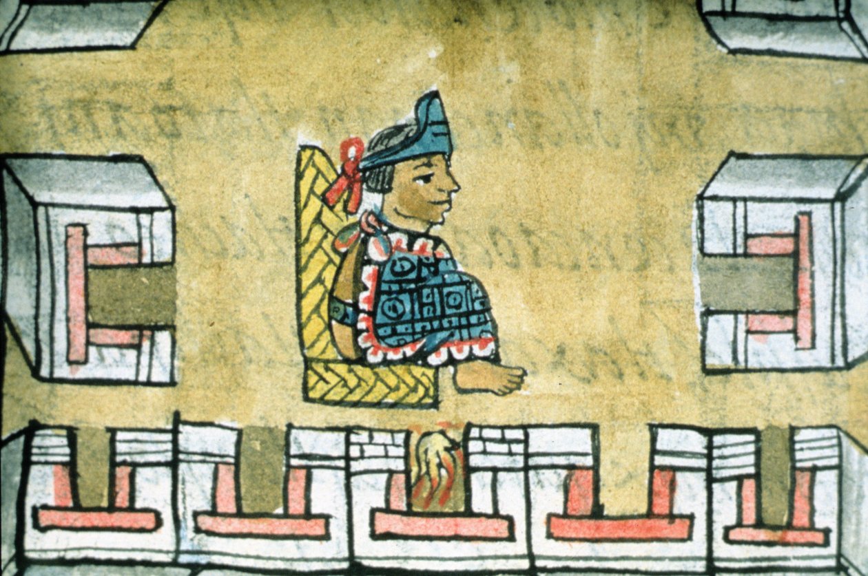 paní Palatová. 218-220 Kniha IX Montezuma II (1466-1520), z „Florentinského kodexu“ od Bernardina de Sahagun, kolem 1540-85 od Spanish School