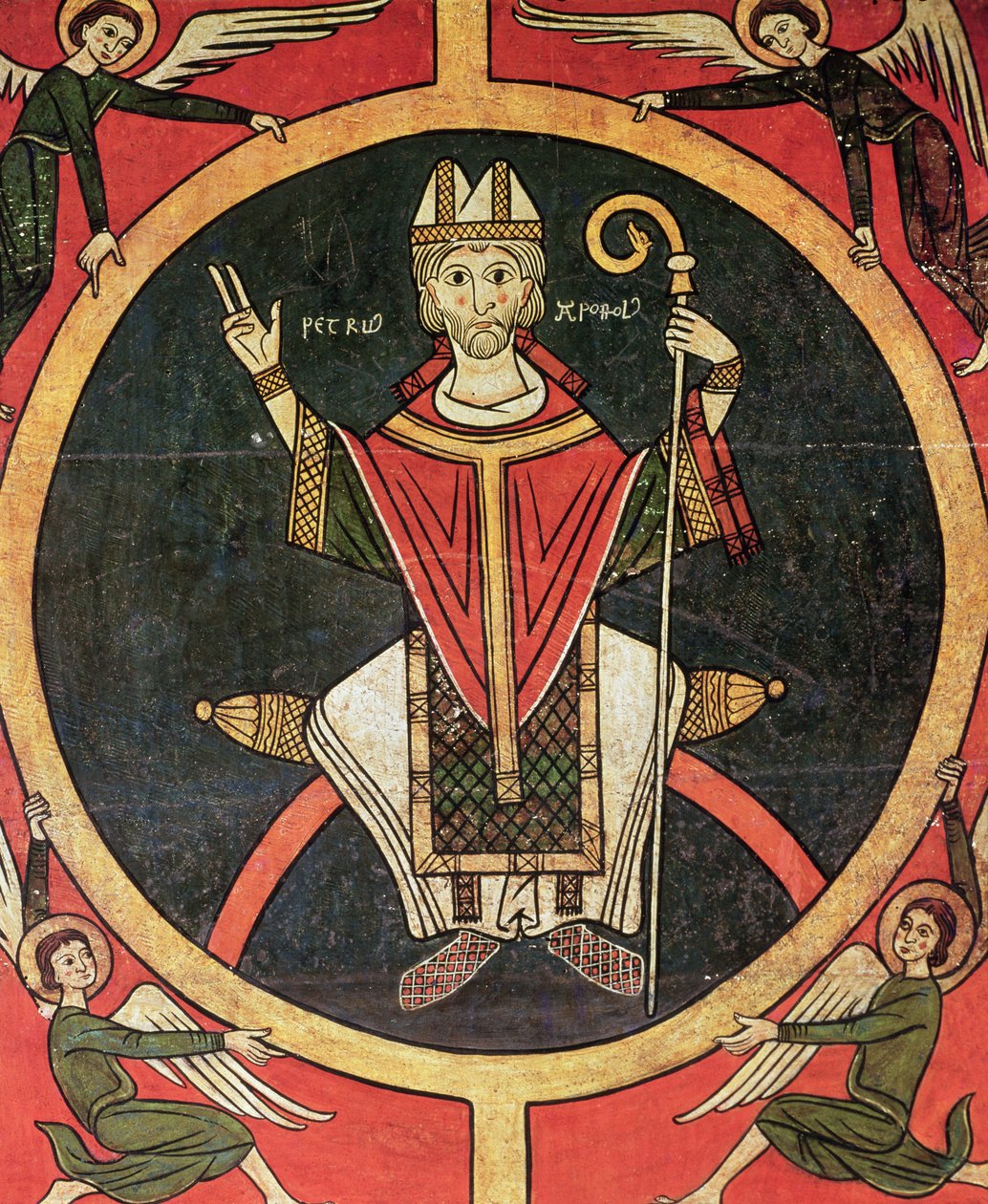 Svatý Petr, boční panel z oltáře kostela San Pere, Oros (tempera na panelu) od Spanish School