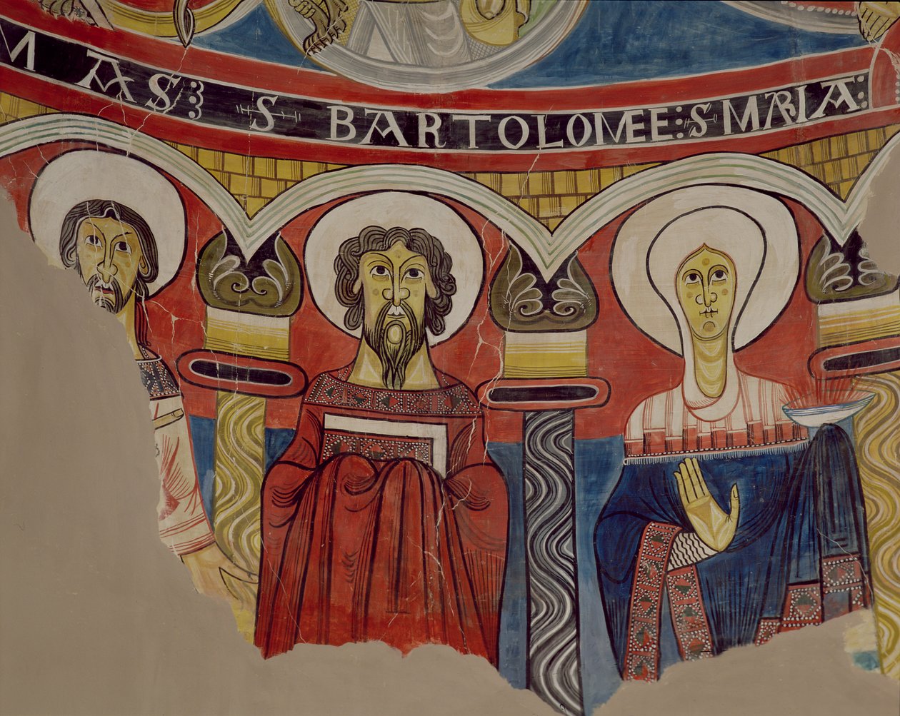 Svatý Tomáš, sv. Bartoloměj a Máří Magdalena, kopie originálu z 12. století od Spanish School