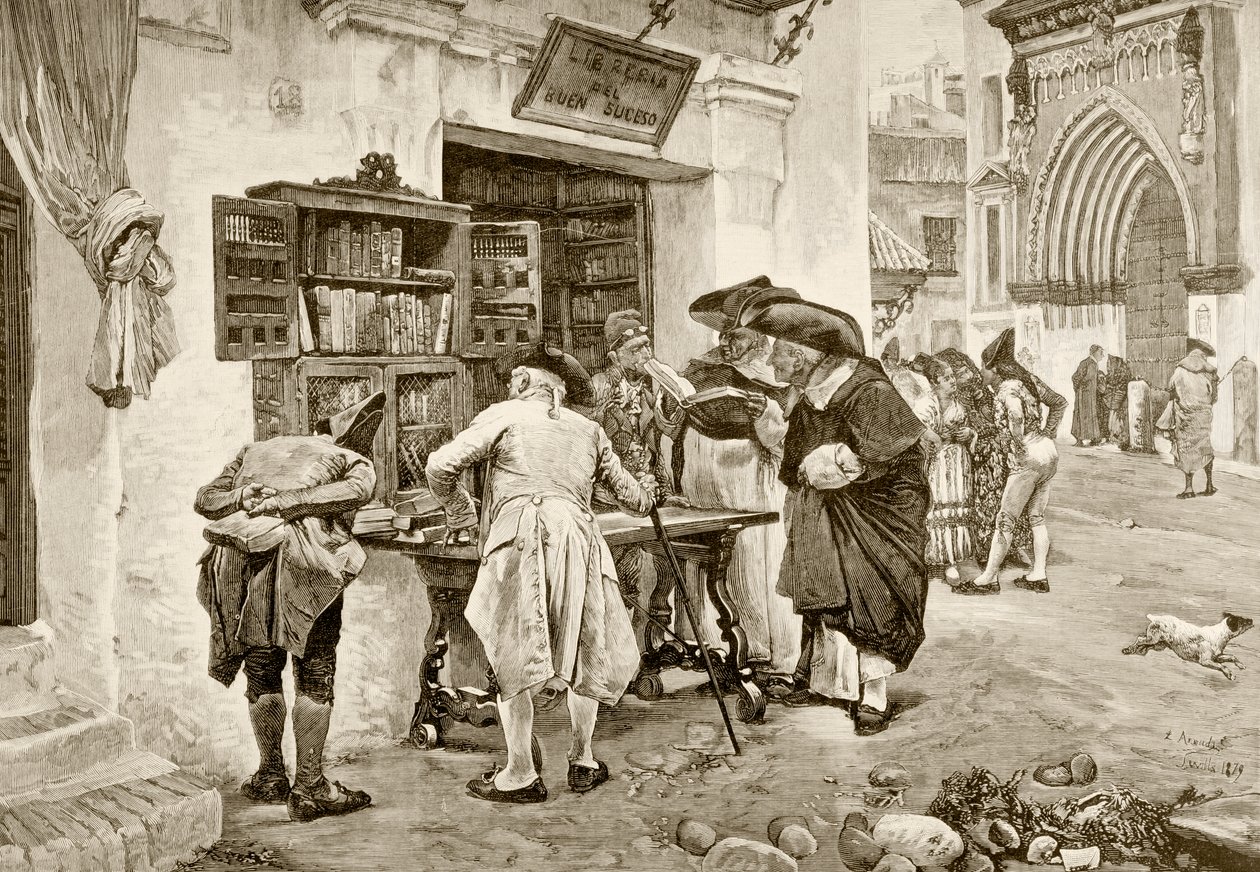 Bibliofilové podle obrazu Jimeneze Arandy z „La Ilustracion Espanola y Americana“ z roku 1881 od Spanish School