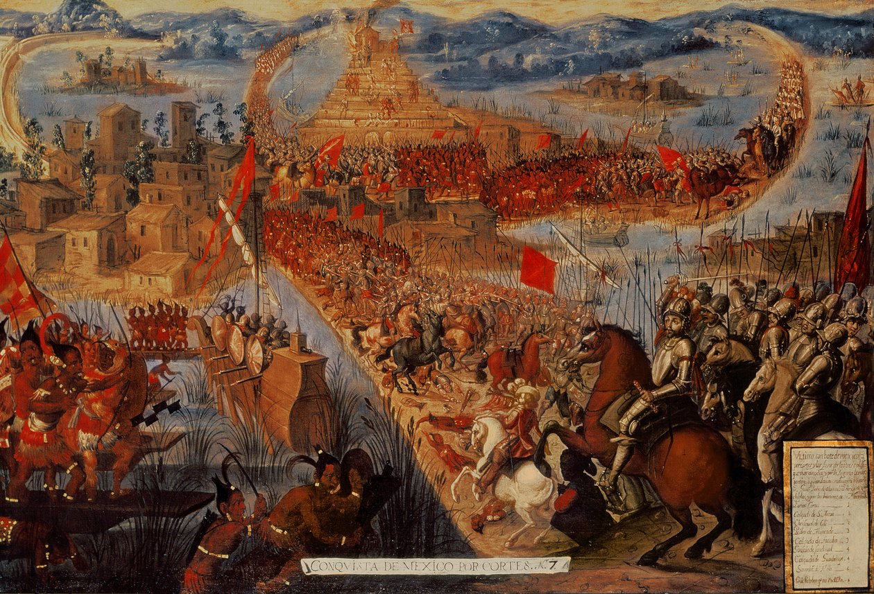 Dobytí Tenochtitlanu ze série „Dobytí Mexika“. od Spanish School