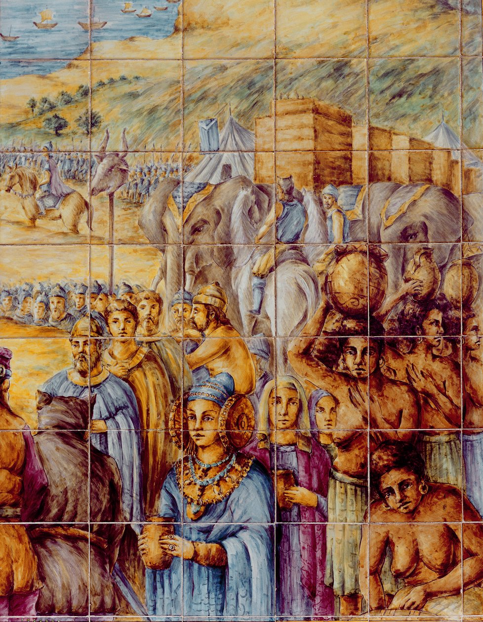 Paní z Elche v průvodu se slony za ní od Spanish School
