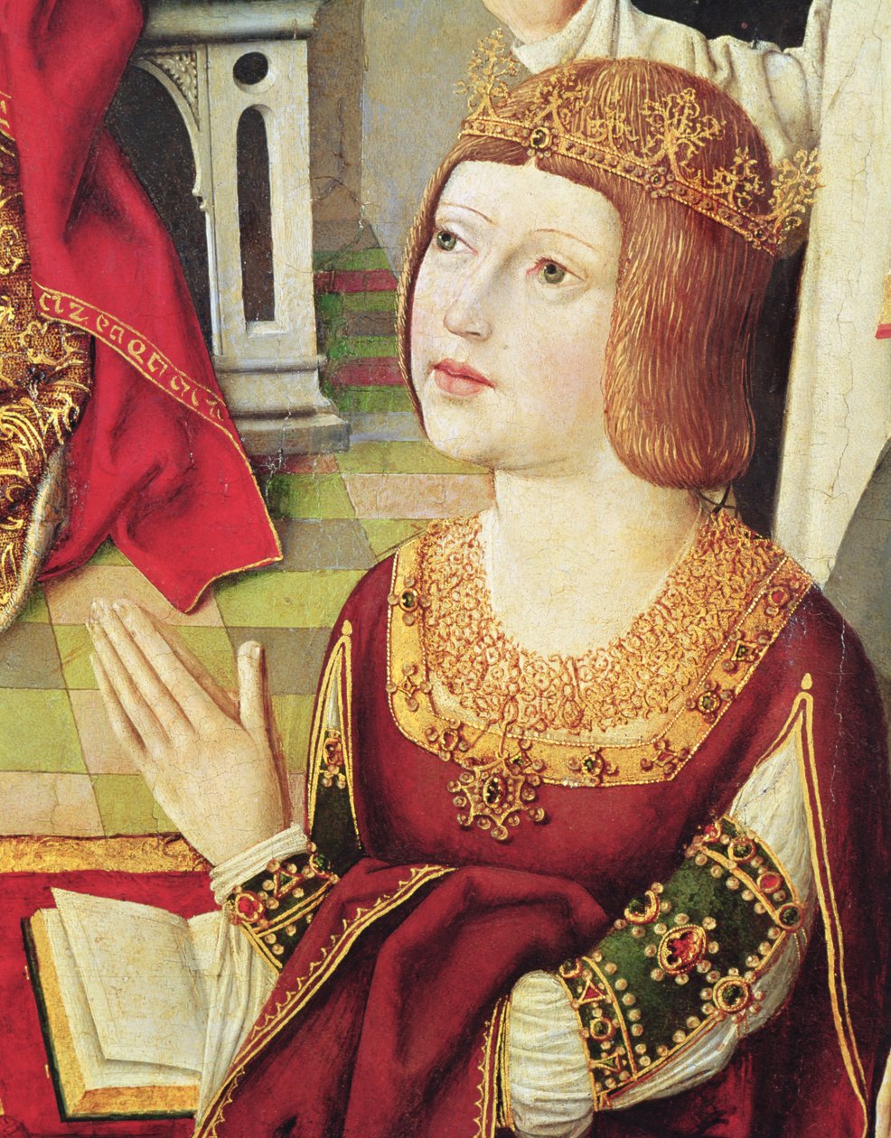 Panna katolických králů, detail Isabelly de Castille (1451-1504) kolem roku 1490 (viz 60603 a 3947) od Spanish School