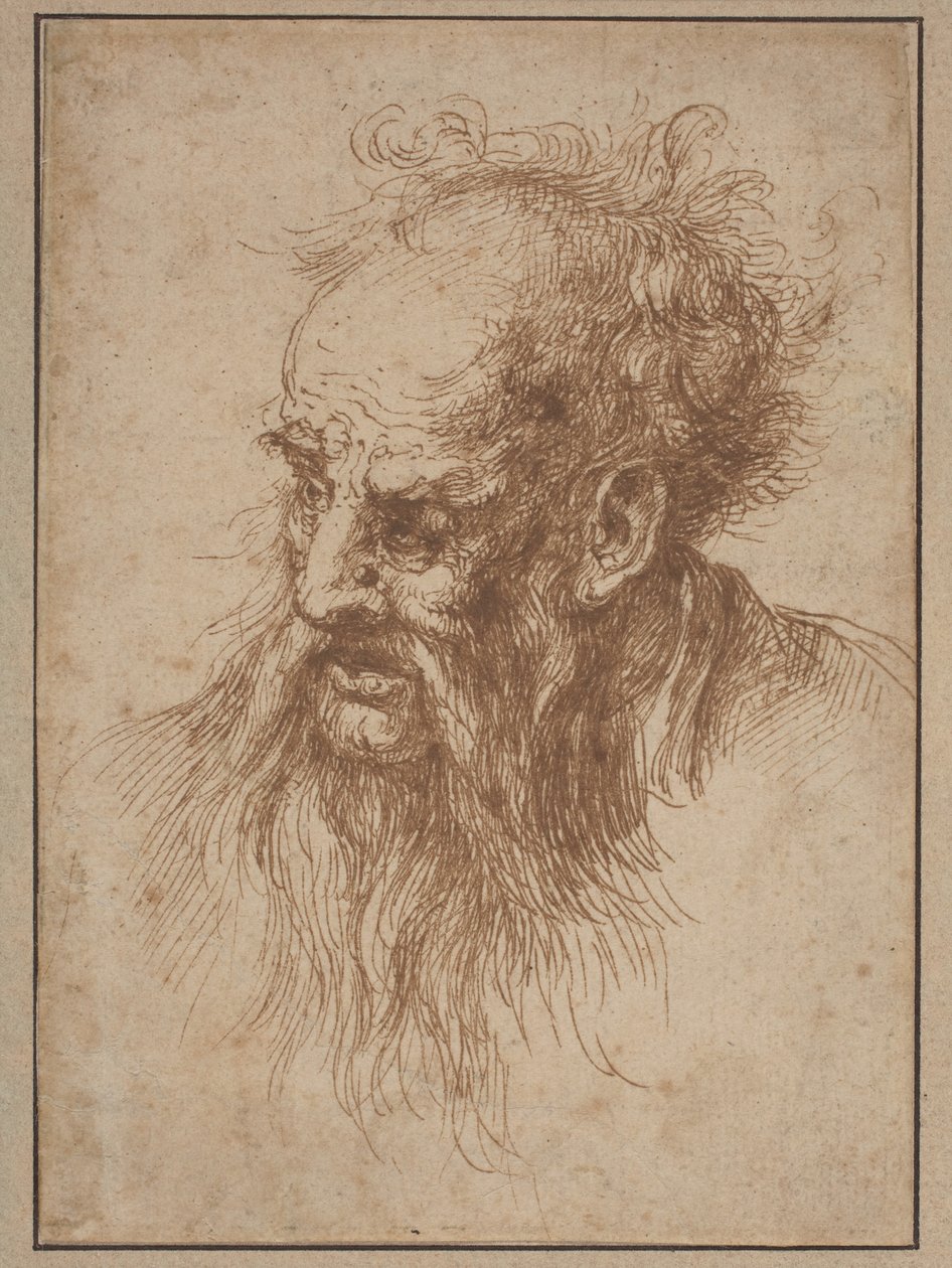 Starší muž s vlajícím plnovousem od Spanish 17th Century