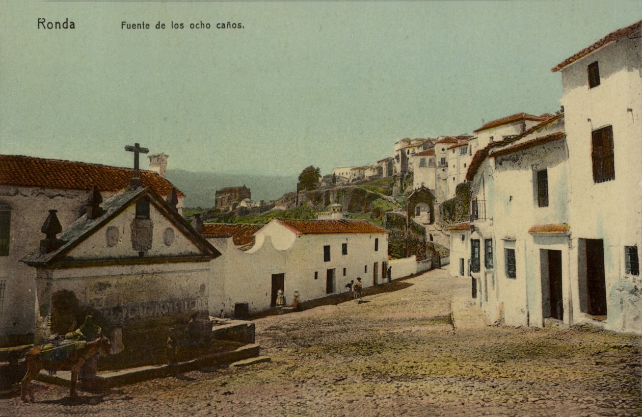 Fontána osmi chrličů, Ronda, Španělsko (kolorovaná fotografie) od Spanish Photographer
