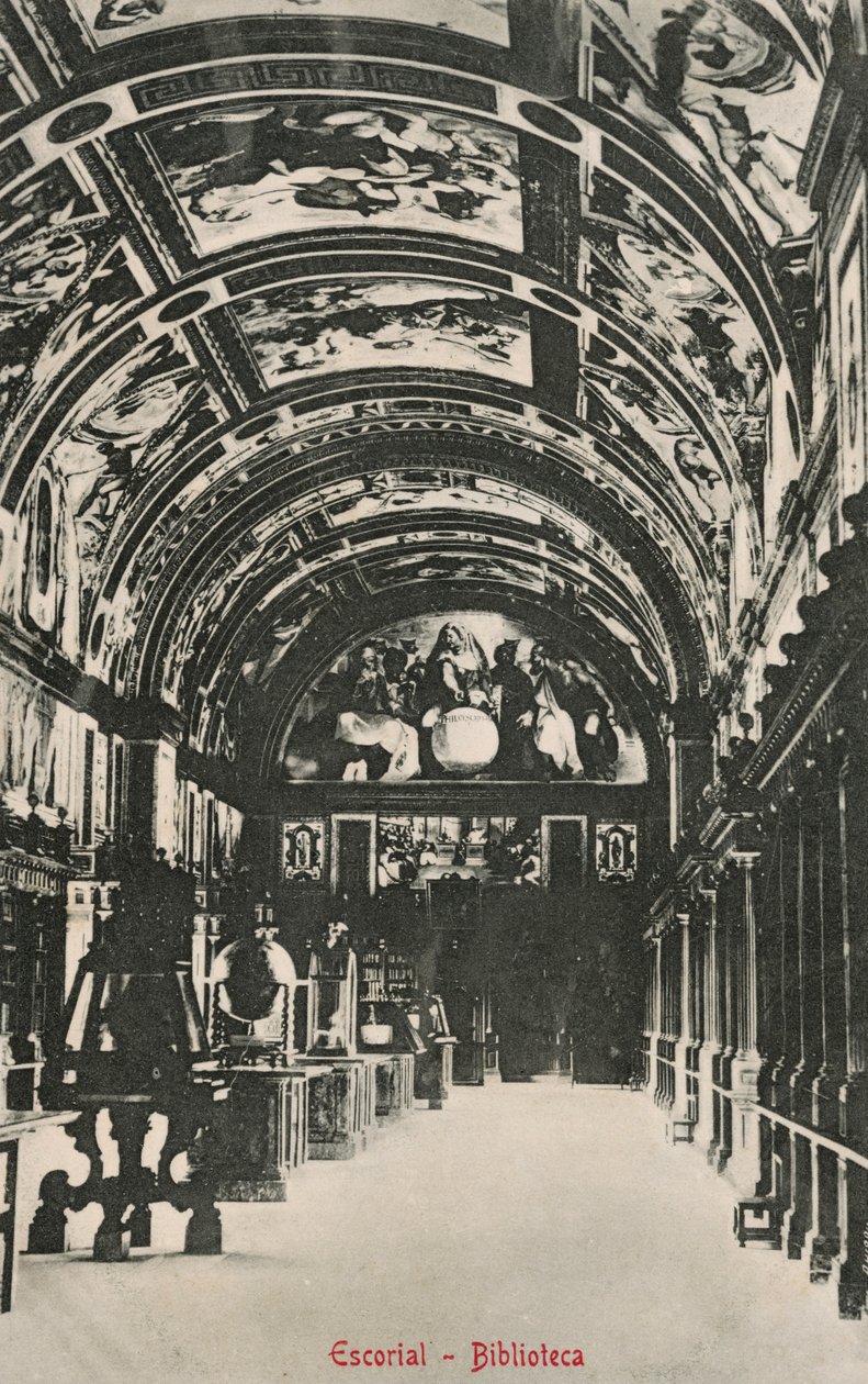 Knihovna El Escorial, Španělsko (čb fotografie) od Spanish Photographer