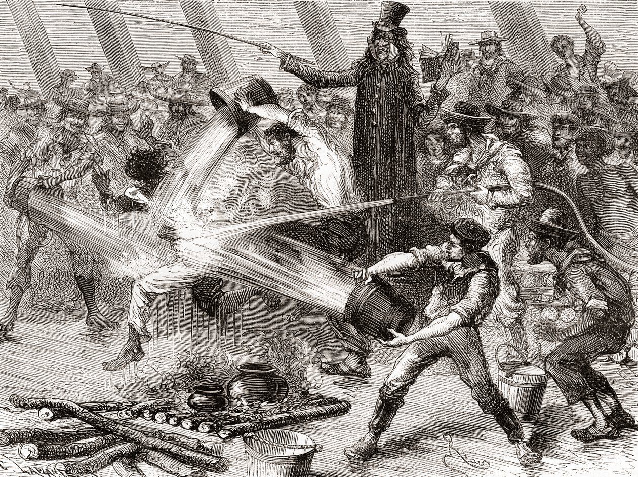 Ceremoniál překročení linie na palubě Simon Bolivar od Spanish School