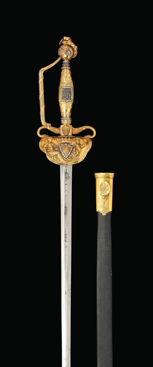 Důležitý diamantový meč se zlatým jílcem, cca 1814-15 (ocel, zlato a diamanty) od Spanish School
