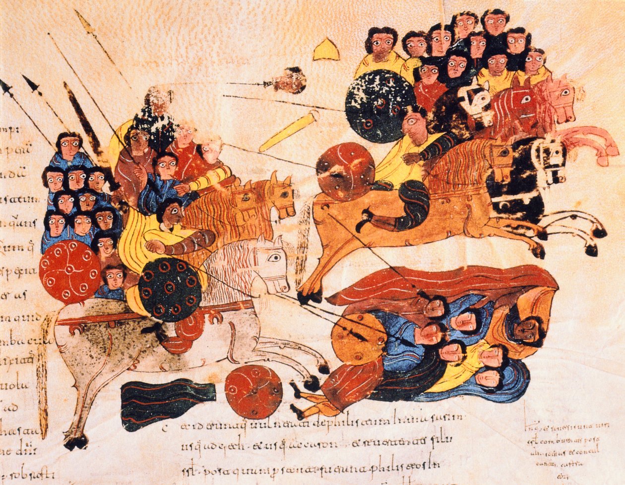 Bitva mezi Hebrejci a Pelištejci, z Vizigótsko-mozarábské Bible svatého Isidora, fol. 119r., n. l. 960 (tempera na pergamenu) od Spanish School