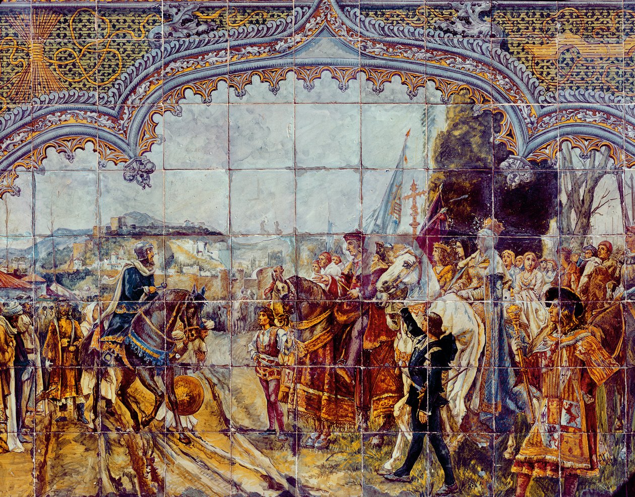 Boabdil odevzdá klíče Granady katolickým králům v roce 1492 (keramika) od Spanish School