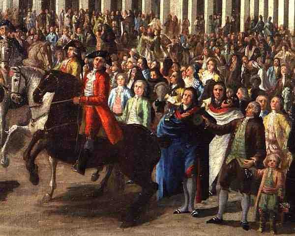Karel III. (1685-1740) Vstup do Madridu z Plaza Mayor od Spanish School