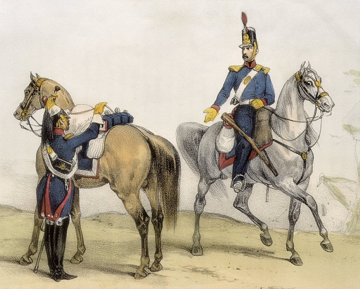 DE SOTTO, Serafin Maria, hrabě z Clonardu (1793 - 1862). Historia organica de las armas de Infanteria y Caballeria espanolas. 1851 - 1859. Kavalerie za vlády Ferdinanda VII. španělského. Voják liniového jezdectva a lehké kavalerie (1824-1834). Engr od Spanish School