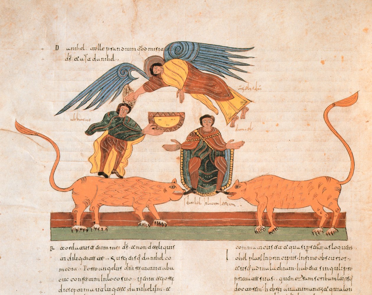 Daniel v jámě lvů, z Vizigótsko-mozarábské Bible svatého Isidora, fol. 325v., n. l. 960 (tempera na pergamenu) od Spanish School