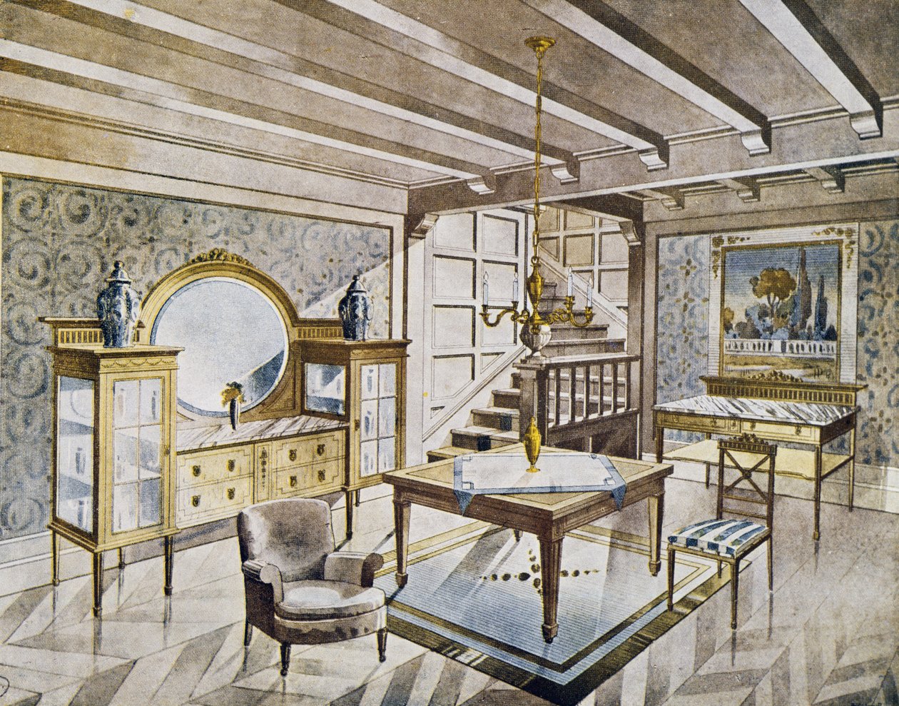 Design obývacích pokojů, cca 1900, Španělsko, 20. století od Spanish School