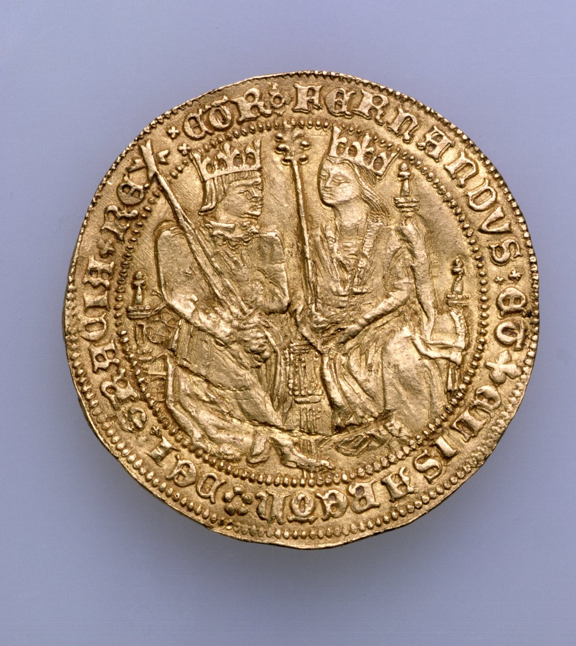 Double excelente Ferdinanda II. Aragonského (1479-1516) a Isabely Kastilské (1474-1504), sevillská mincovna, 1475 (zlato) (viz 168056) od Spanish School