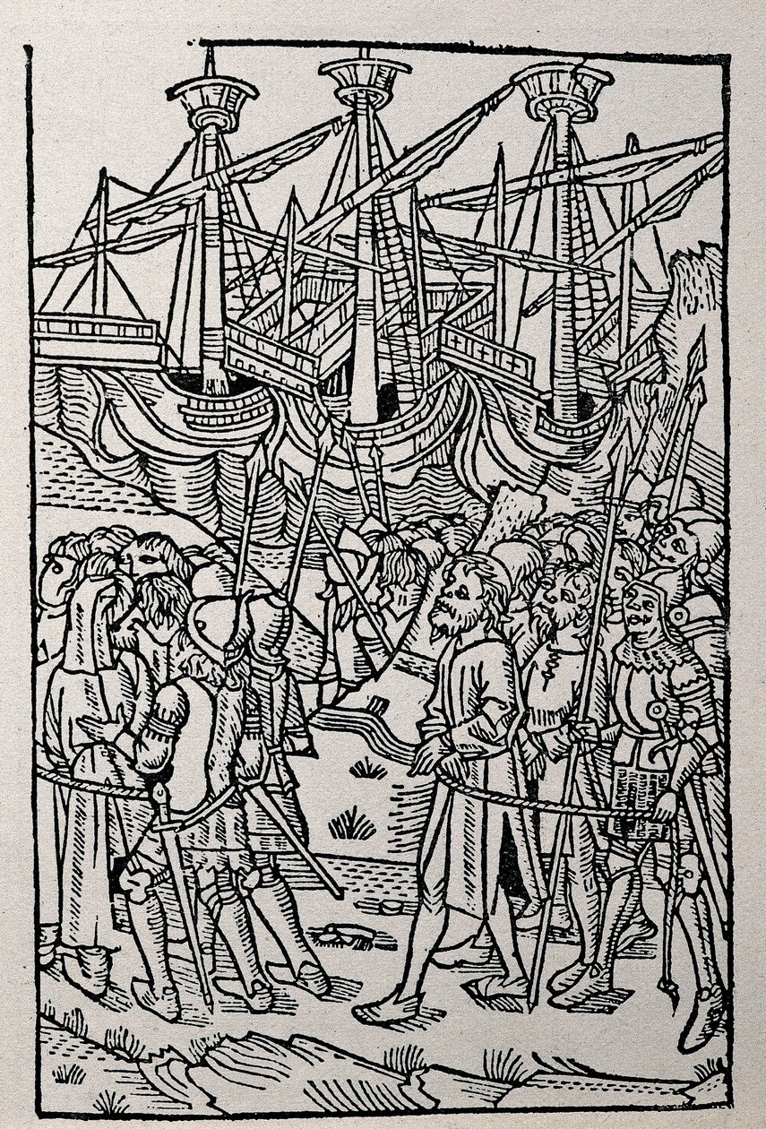 Rytina do historie Vespasiana, vytištěná v roce 1495 v Zaragoze (čb ilustrace) od Spanish School