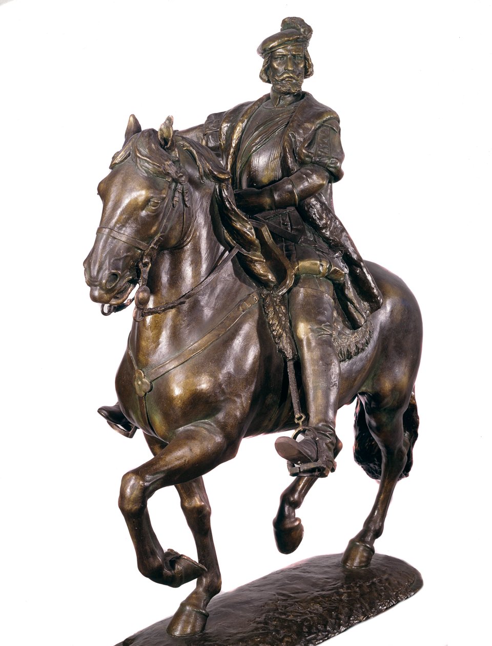 Jezdecký portrét Hernana Cortese (nebo Corteze) (1485-1547), španělského dobyvatele. Anonymní bronzová plastika z 16. století. Muzeum Armee, Madrid od Spanish School