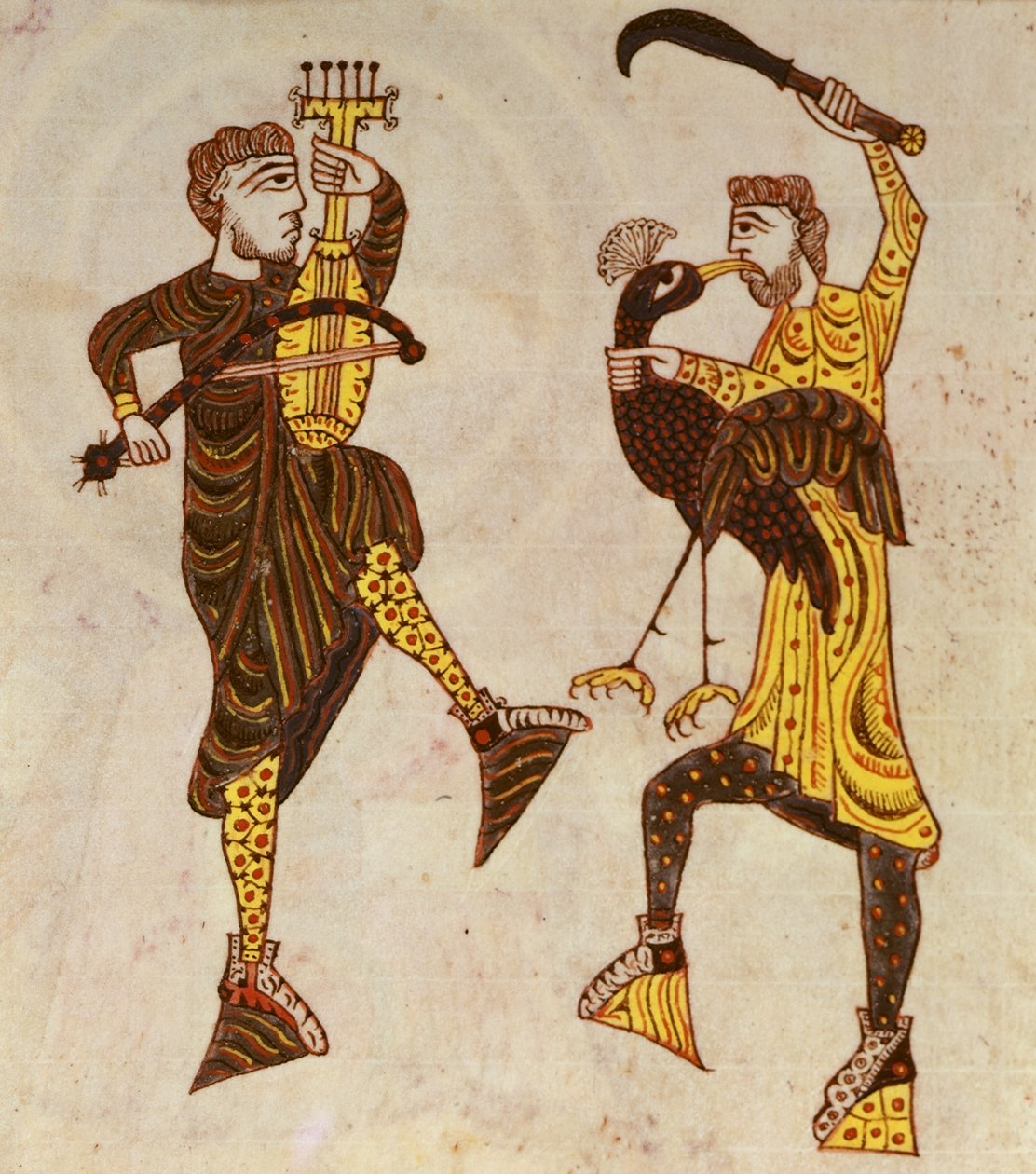 F.86 Tančící dva muži, z Beatus Apocalypse ze Santo Domingo de Silos od Spanish School