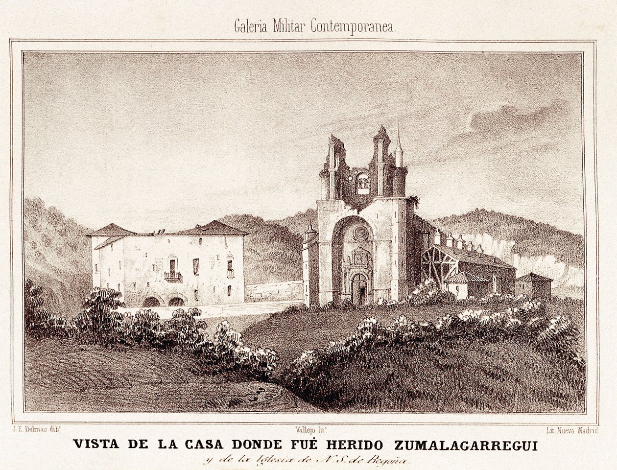První carlist válka (1833-1840): dům nebo carlist General Tomas Zumalacarregui (1788-1835) byl zraněn po obléhání Bilbaa od Spanish School