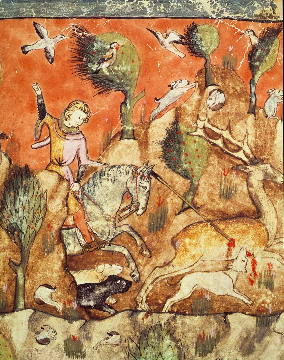 Fol.178v Lovec pronásledující jelena, z Codexu Benito Santa Mora od Spanish School