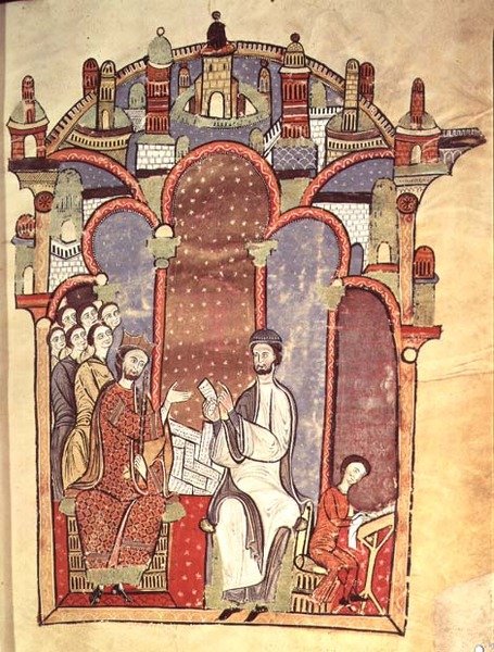 Fol.1r Dvorní scéna s písaři, z Liber feudorum maior od Spanish School