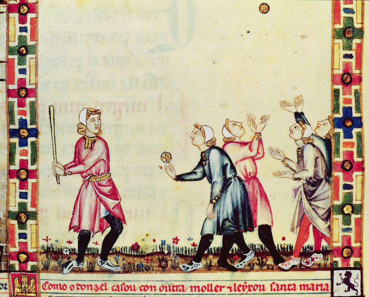 Fol.61v Hra pelota pod širým nebem, z rukopisu vytvořeného pod vedením Alfonse X (1221-84) Moudrý, král Kastilie a Leónu od Spanish School
