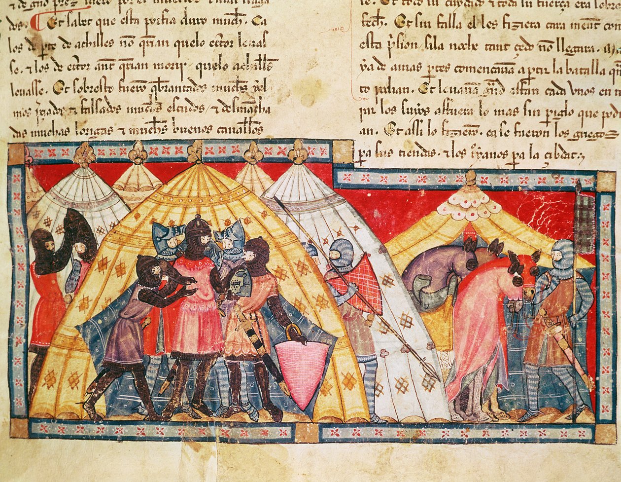 Fol.69r Uvěznění Antenor, z Codexu Benito Santa Mora od Spanish School