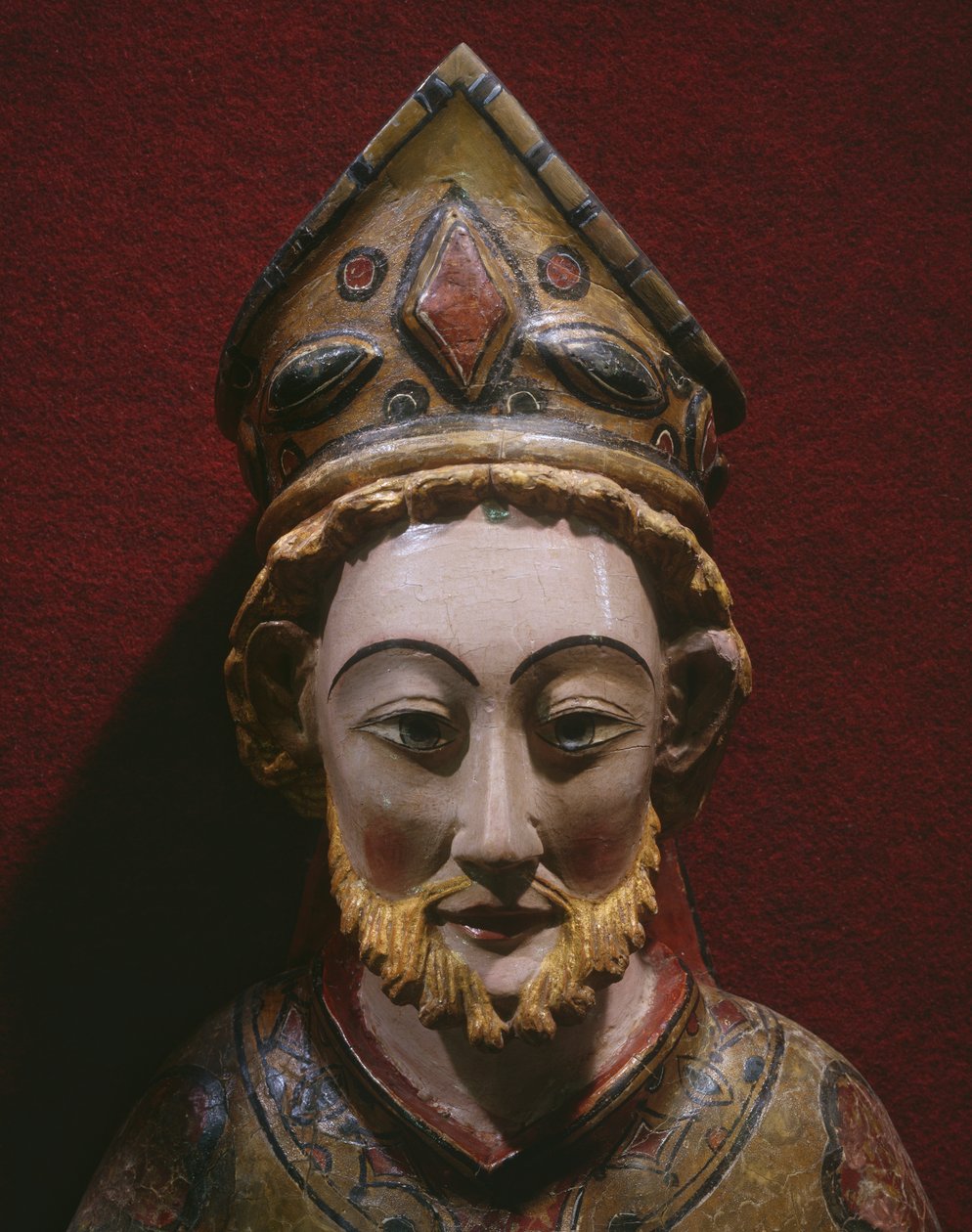 Hlava svatého Petra, konec 13. století – začátek 14. století (malované a zlacené dřevo) od Spanish School