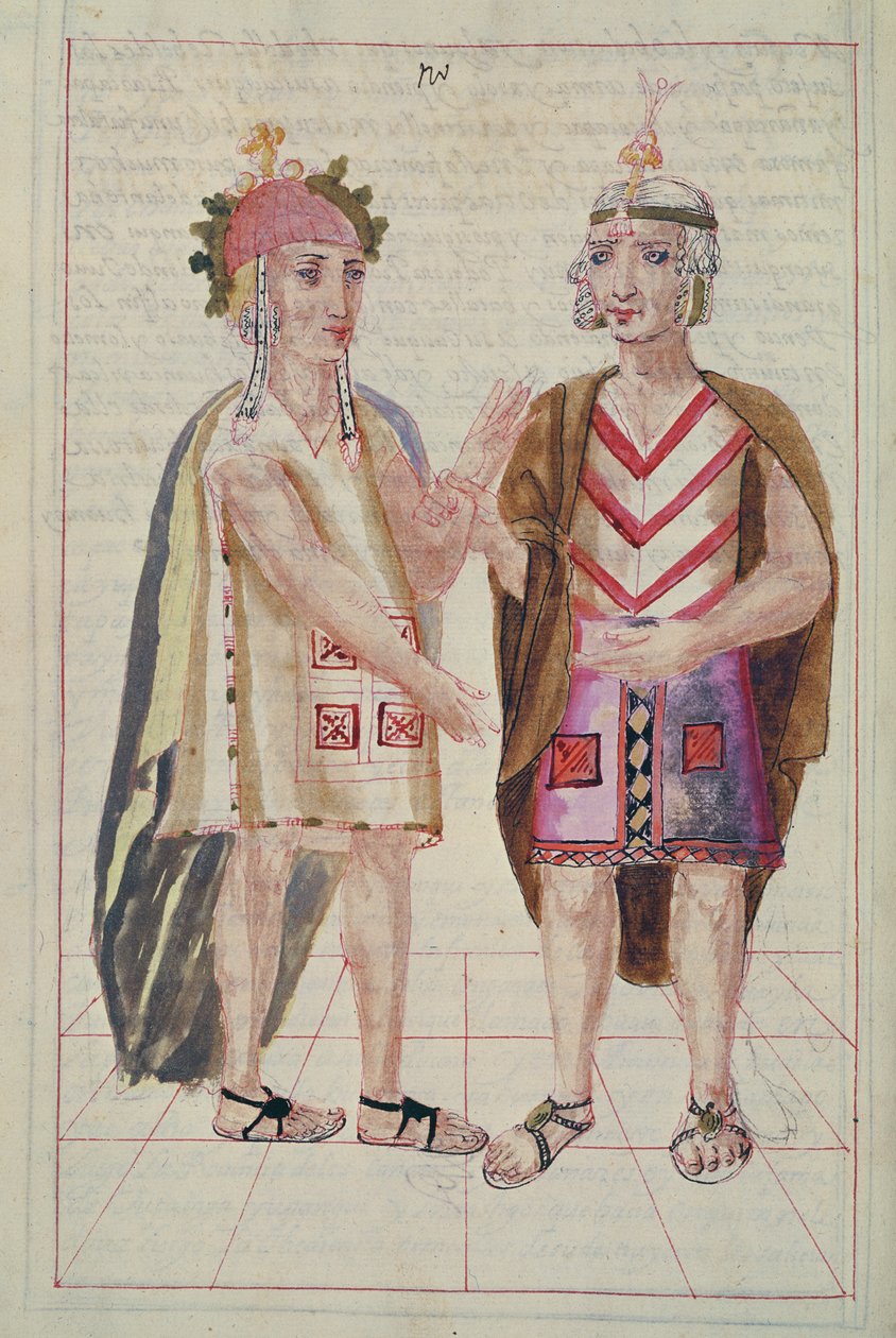 Ilustrace ze skutečné historie a genealogie peruánských králů Inků, jejich činy, zvyky, kostýmy a způsob vlády, známý jako Codice Murua od Spanish School