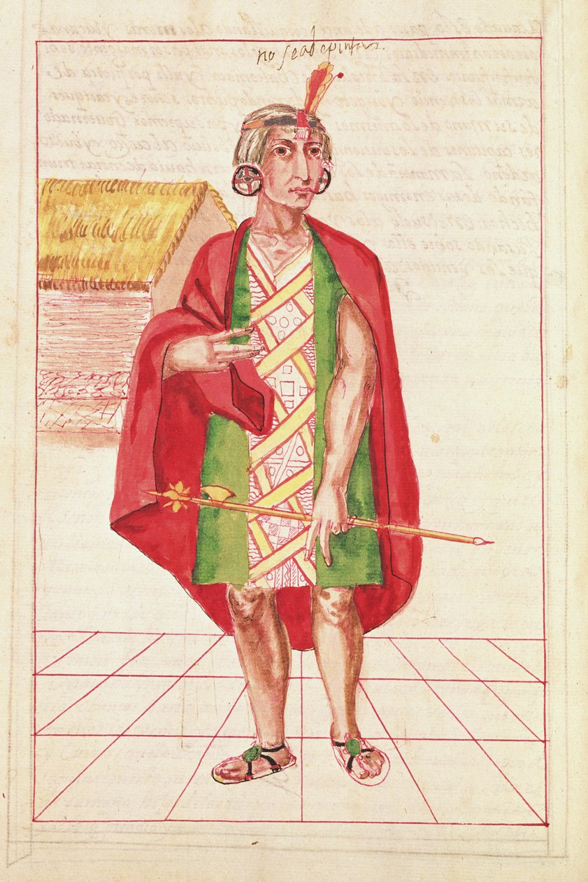 Ilustrace z „Historie a královské genealogie peruánských králů Inků, jejich činy, zvyky, kostýmy a způsob vlády“, známé jako Codice Murua od Spanish School