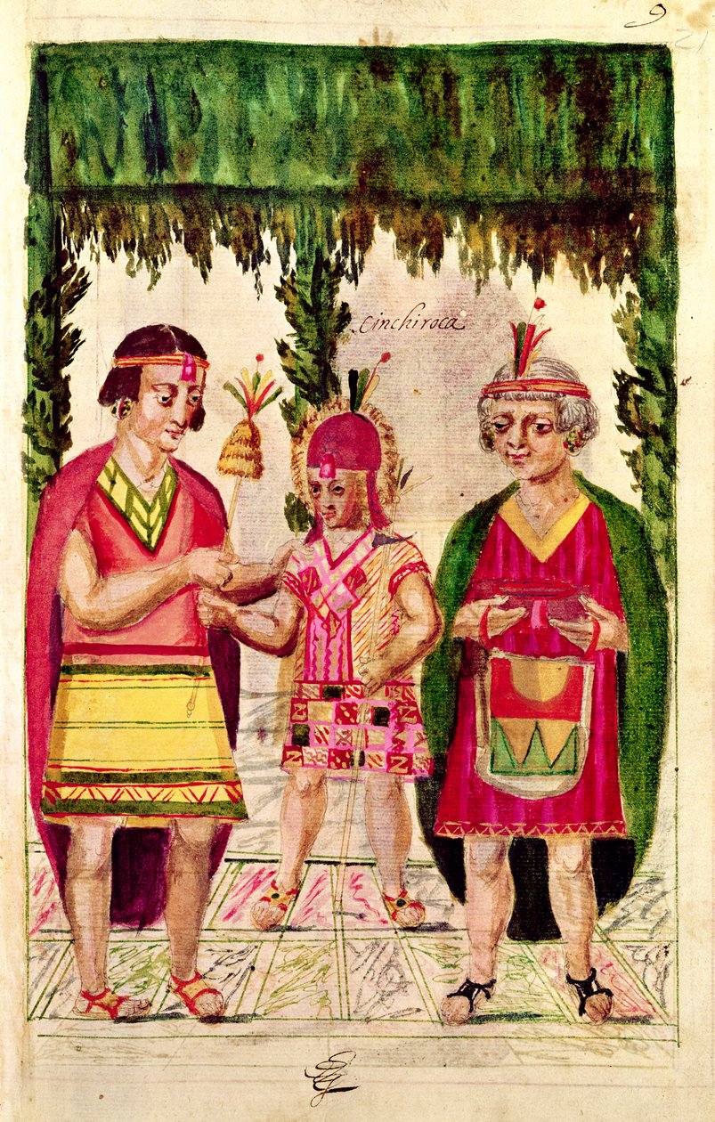 Ilustrace Cincheroca, z „Historie a královské genealogie peruánských králů Inků, jejich činy, zvyky, kostýmy a způsob vlády“, známý jako Codice Murua od Spanish School