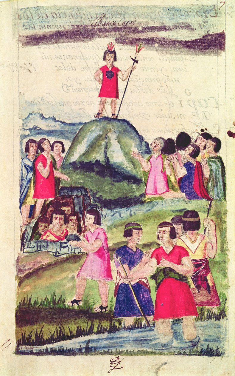 Ilustrace Manco Capac, z „Historie a královské genealogie peruánských králů Inků, jejich činy, zvyky, kostýmy a způsob vlády“, známý jako Codice Murua od Spanish School