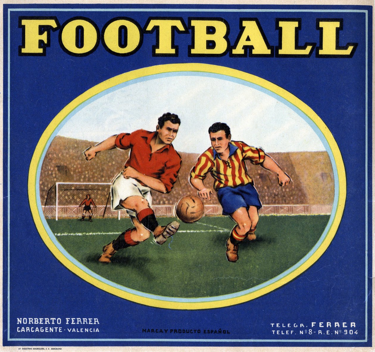 Obrázek dvou španělských fotbalistů. Reklamní plakát, Valencie od Spanish School