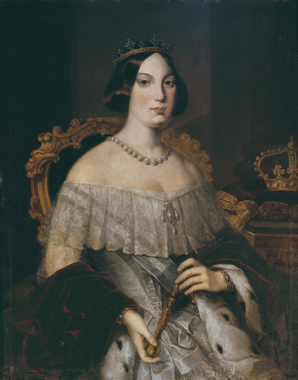 Isabella II, královna Španělska (olej na plátně) od Spanish School