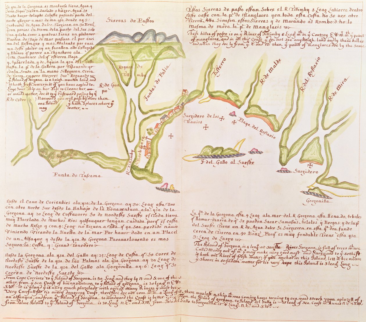 Ostrov Gallo, Ekvádor, cca 1530-1541 (vellum) od Spanish School
