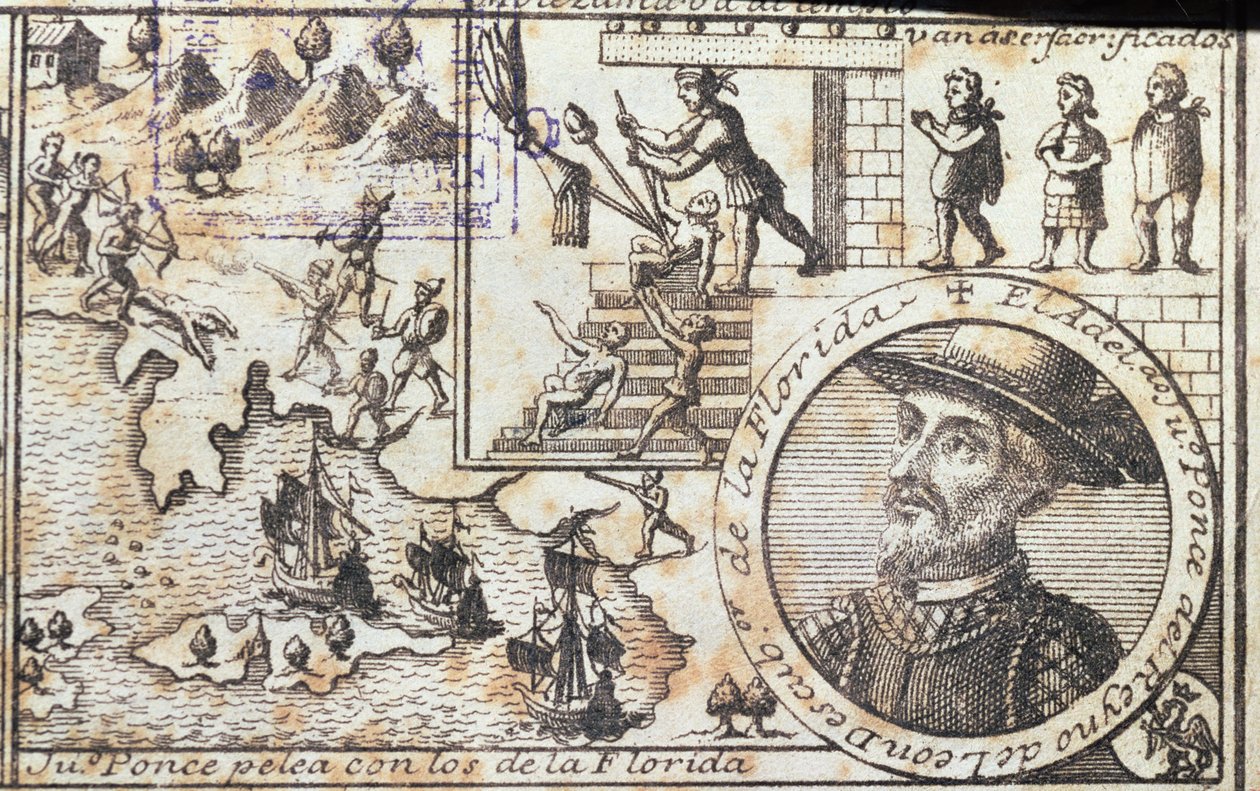 Juan Ponce bojuje s domorodci z Floridy od Spanish School