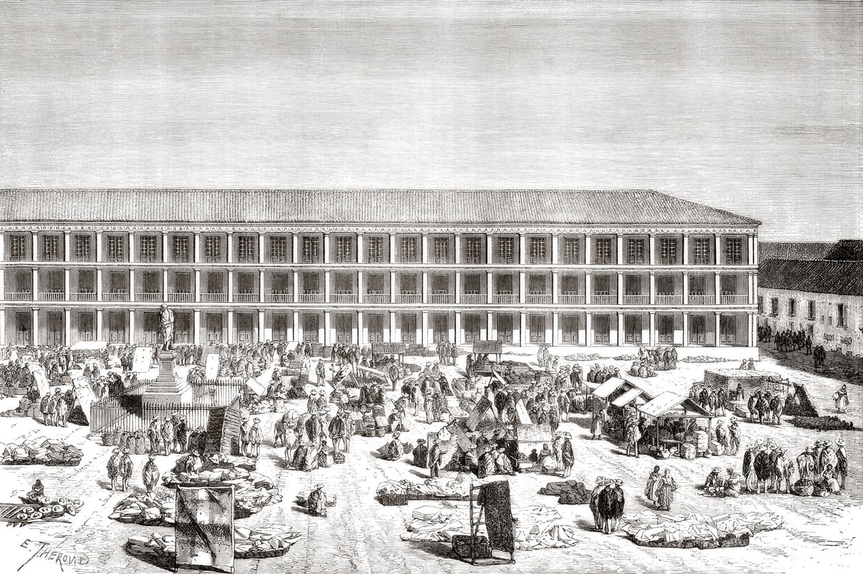 La Casa de los Portales, Plaza de Simon Bolivar, dříve Plaza de la Constitución, Bogotá, Kolumbie od Spanish School