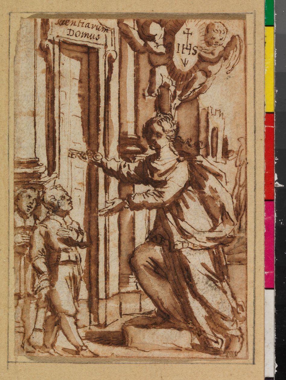 Gramotnost odemykání dveří k učení, dříve „Moudrost otevírá dveře vědění“, 1575-1600 od Spanish School