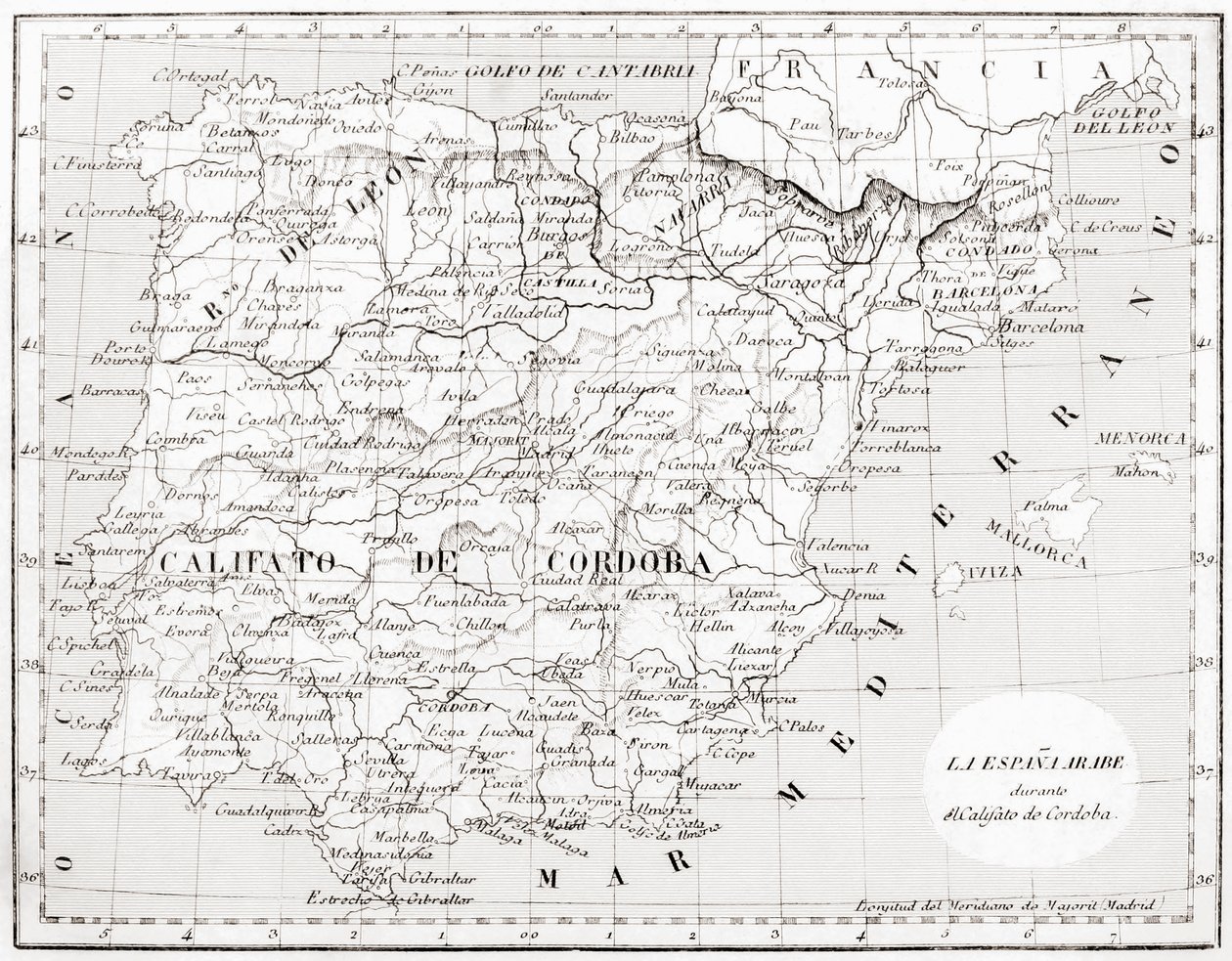 Mapa Španělska zobrazující chalífát Cordoba od Spanish School