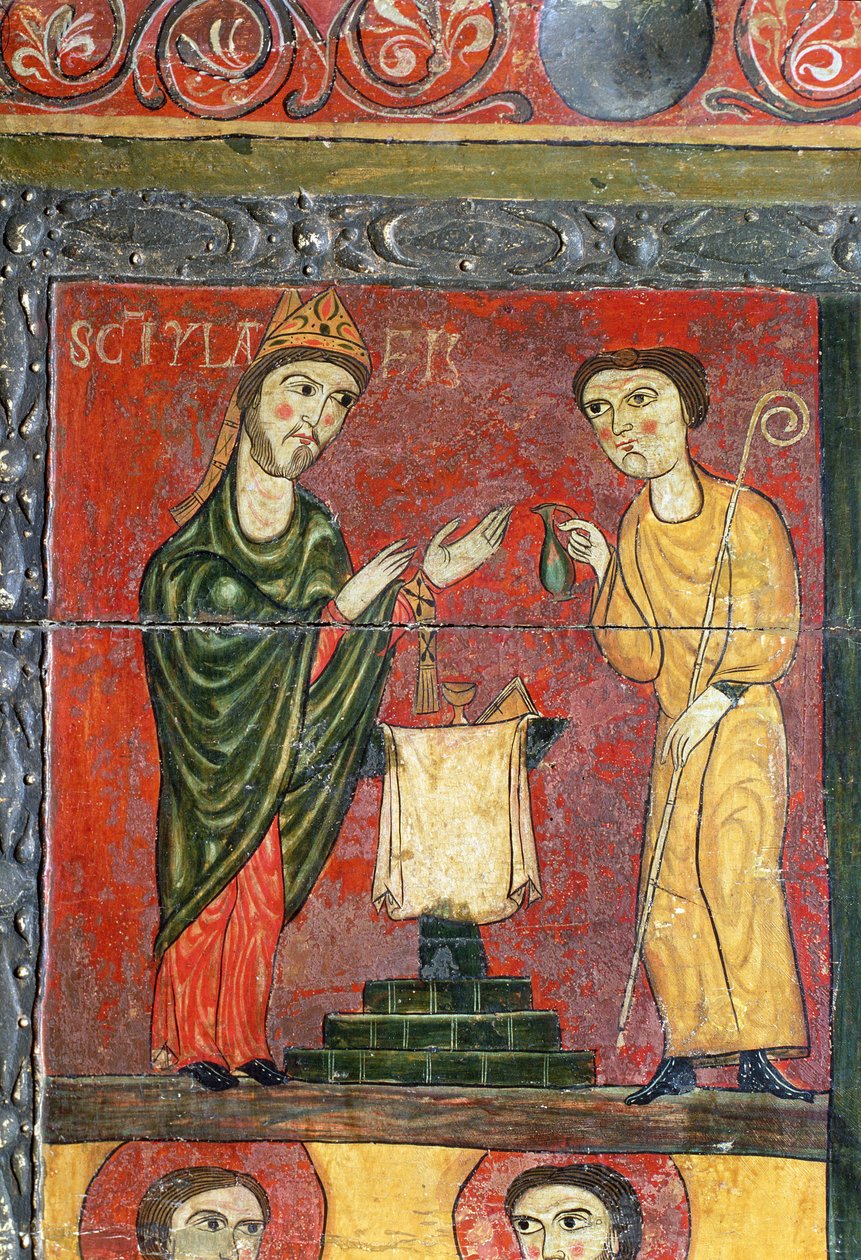 Mše sv. Hilaire, oltář, detail, 1. polovina 13. století (tempera na dřevě) od Spanish School
