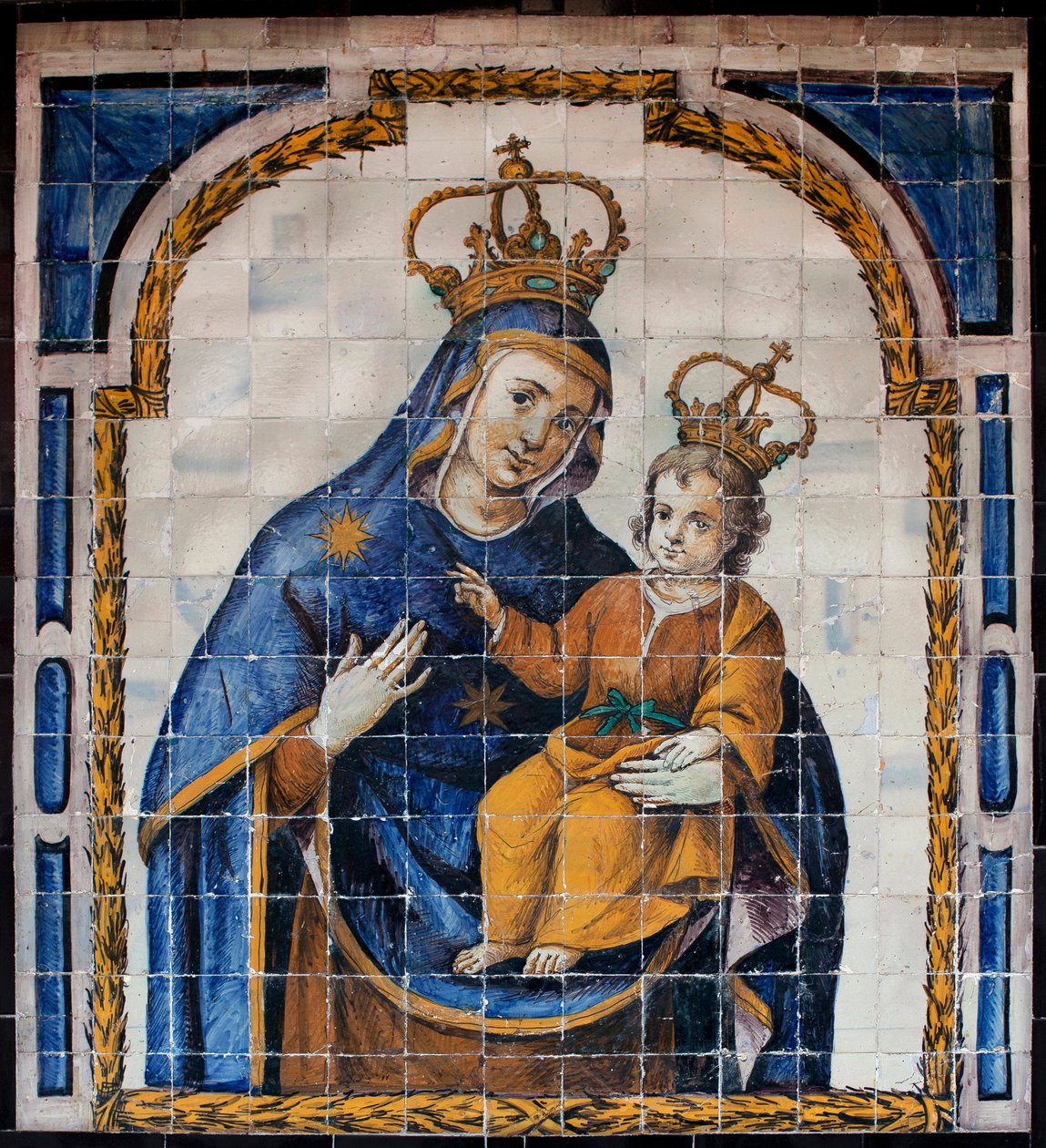 Panna Maria z lidu - Azulejos (fajáns) kolem roku 1670, od anonymního sevillana, z kláštera lidu v Seville (Španělsko) - Muzeum výtvarného umění v Seville, Španělsko od Spanish School