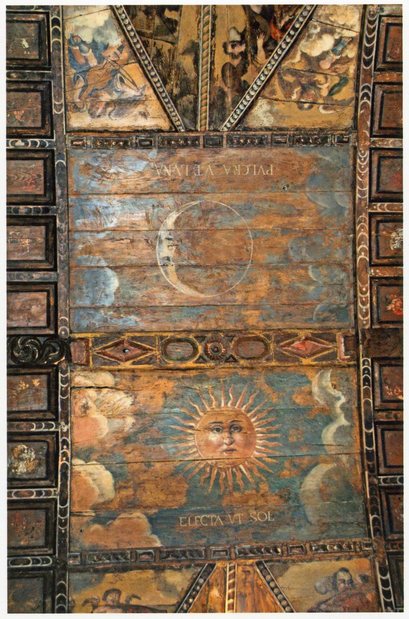 Malovaný strop svatyně Panny Marie poustevníků v As Ermidas, Galicia, Španělsko. 17. století od Spanish School