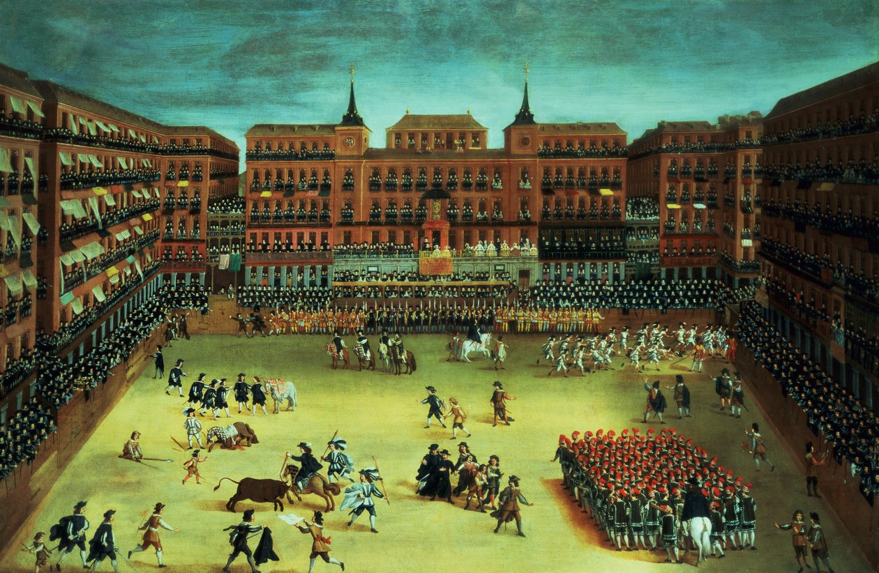 Panorama z fiesty na náměstí Plaza Mayor v Madridu od Spanish School